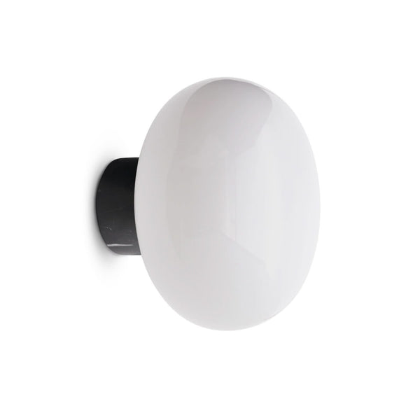 Applique murale Karl-Johan en verre, blanc et noir, Ø 23 cm, IP44