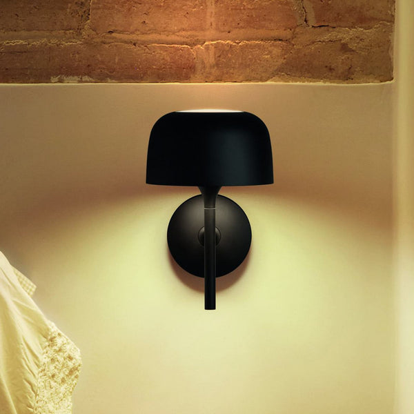 Applique murale LED Bol en laiton, noir mat, hauteur 27 cm