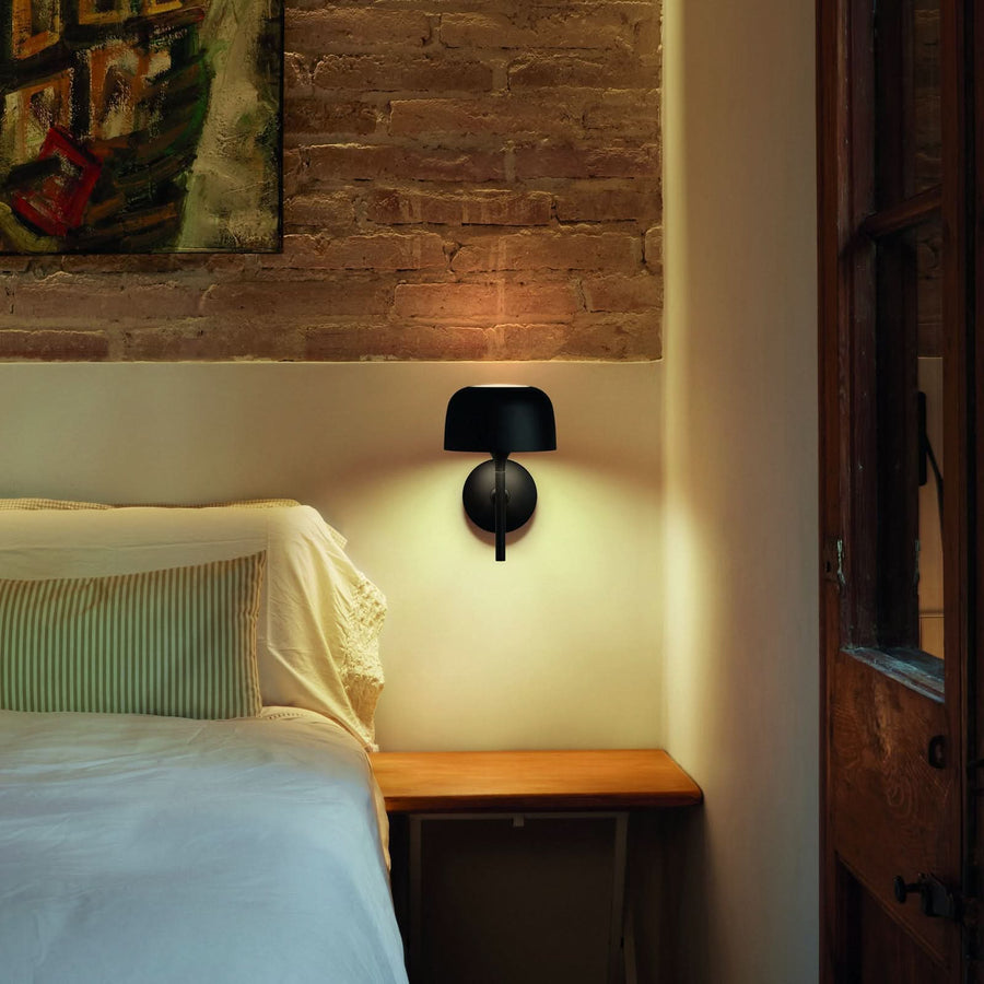 Applique murale LED Bol en laiton, noir mat, hauteur 27 cm