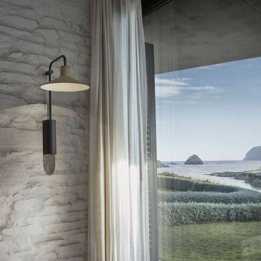 Applique murale LED Platet A/02 en laiton, gris et noir, hauteur 40 cm