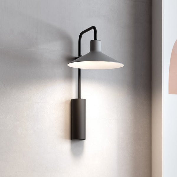 Applique murale LED Platet A/02 en laiton, gris clair et noir, hauteur 40 cm