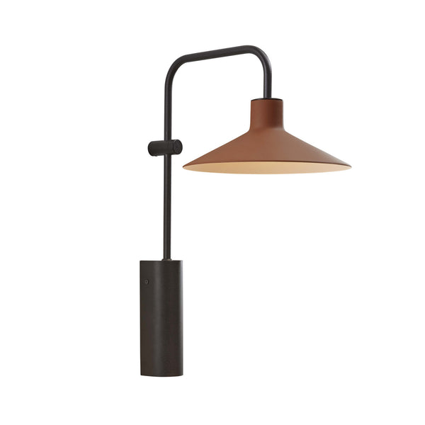 Applique murale LED Platet A/02 en laiton, terracotta et noir, hauteur 40 cm