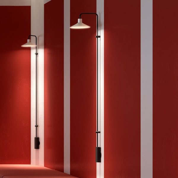 Applique murale LED Platet A/06 en aluminium, gris clair et noir, hauteur 154 cm