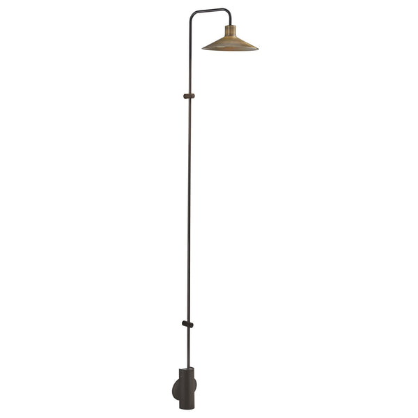 Applique murale LED Platet A/06 en aluminium, laiton ancien et noir, hauteur 154 cm