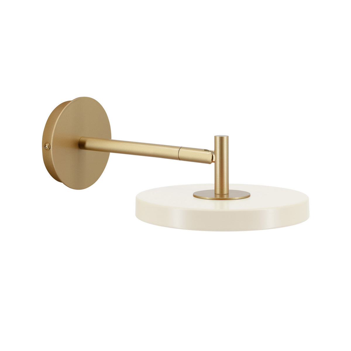 Applique murale LED Asteria Short en aluminium, laiton et blanc, Ø 15 cm