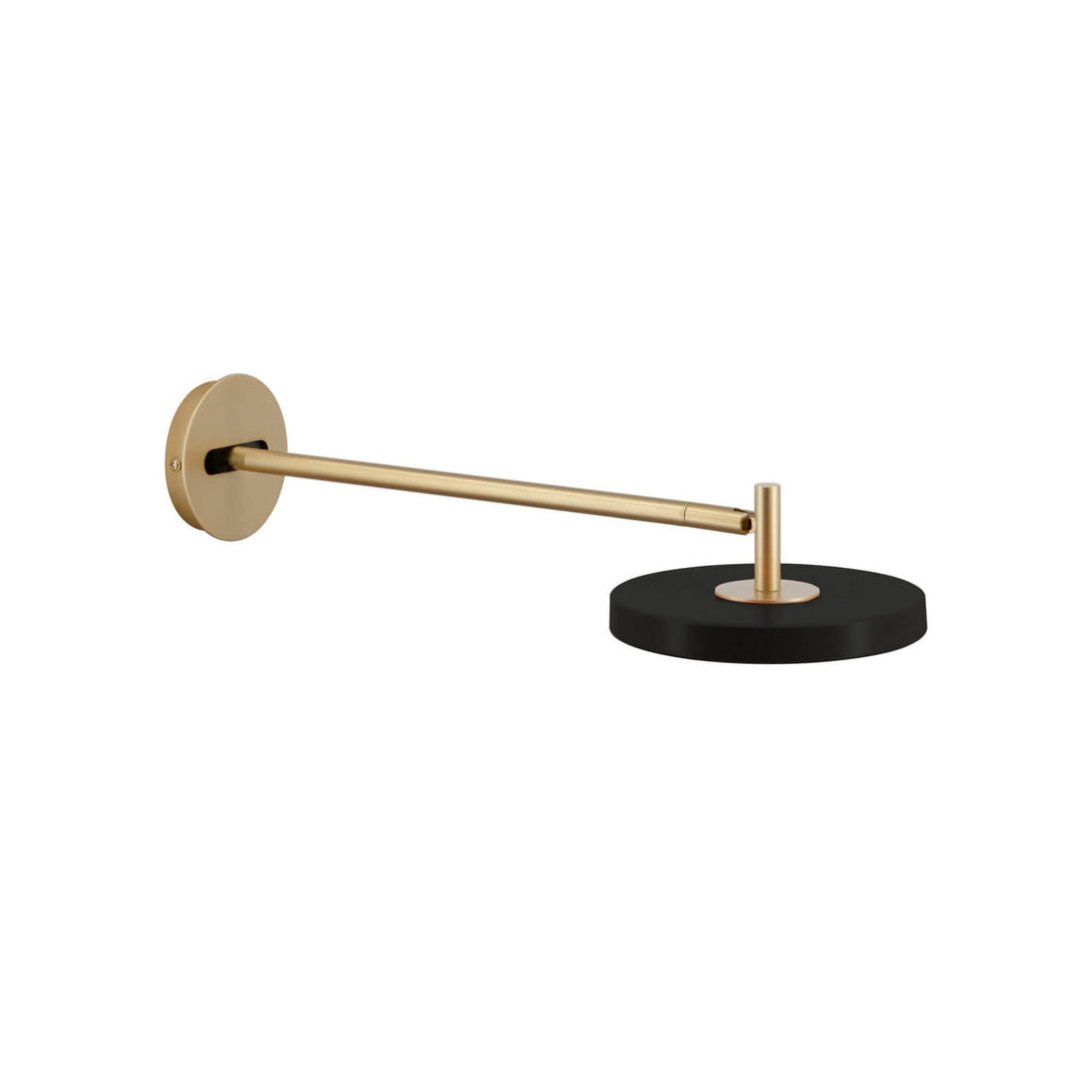 Applique murale LED Asteria Long en aluminium, noir et laiton, Ø 15 cm