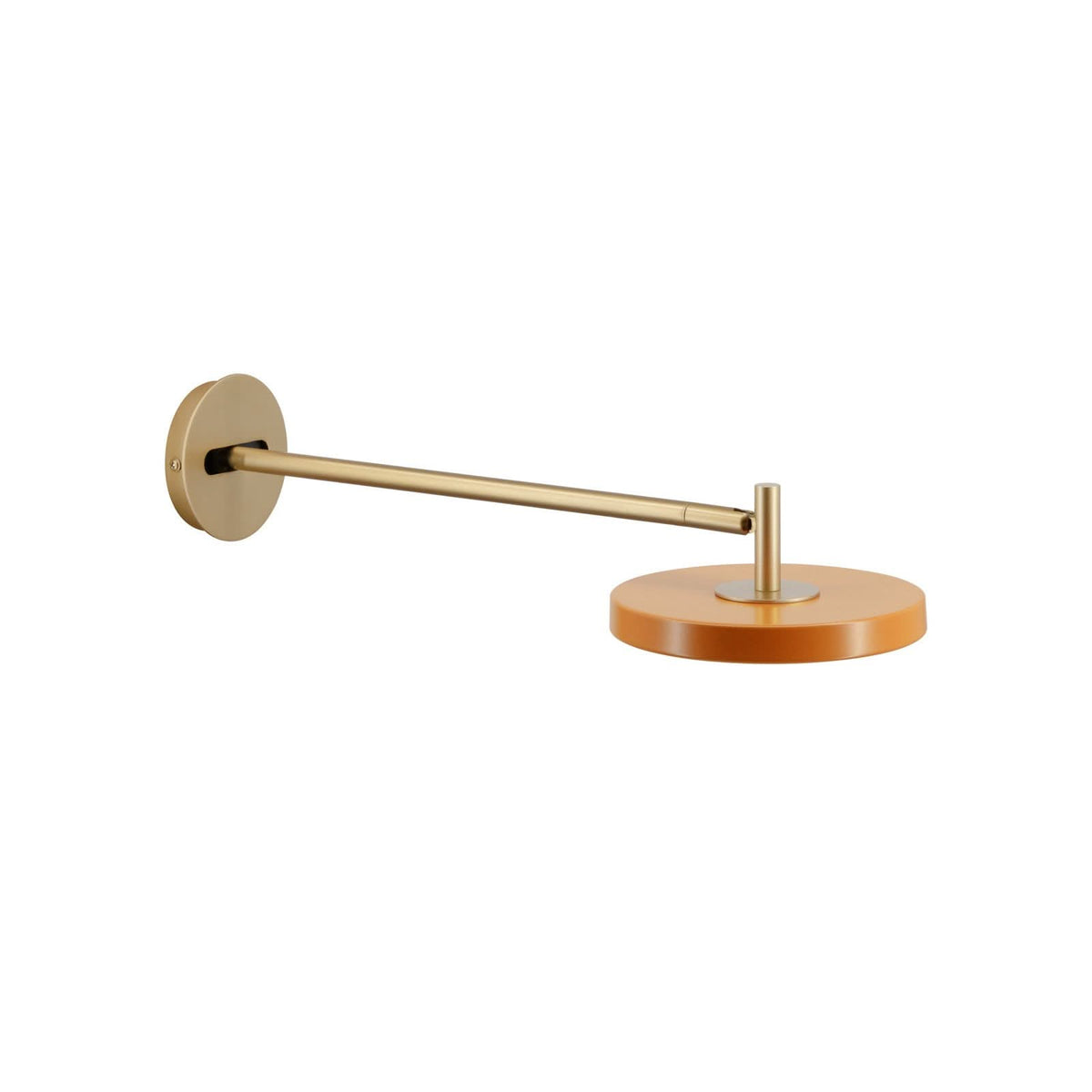 Applique murale LED Asteria Long en aluminium, orange et laiton, Ø 15 cm