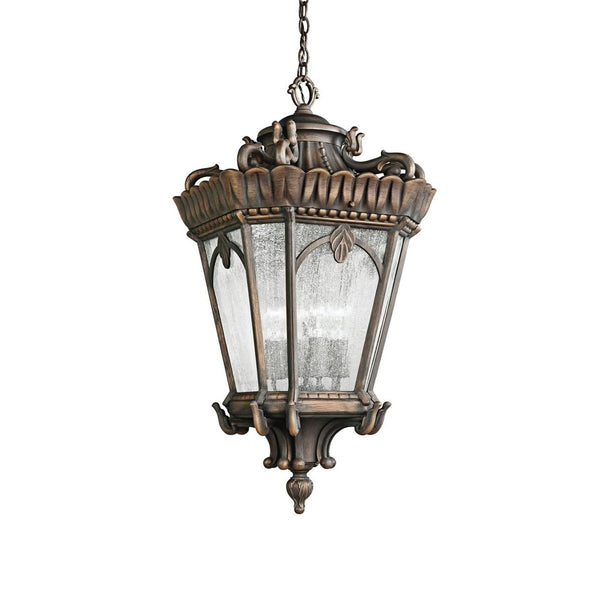 Suspension d'extérieur Tournai en verre, bronze et transparent, Ø 19,1 cm, IP44