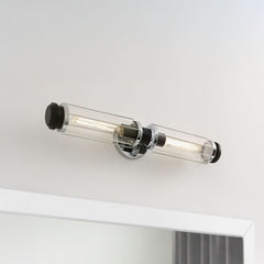 Applique murale Masthead en verre, chromé poli et transparent, 2 lumières, hauteur 12,2 cm, IP44