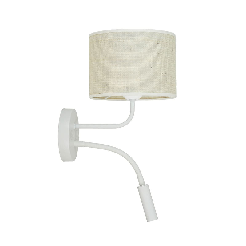 Applique murale Roller en tissu, beige structuré et blanc, 2 lumières, Ø 20 cm, 15 W, hauteur 30 cm