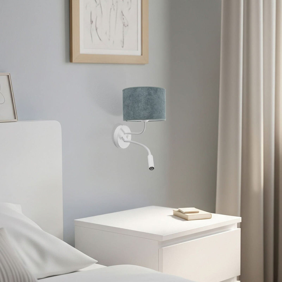 Applique murale Roller en métal, blanc et vert menthe, 2 lumières, hauteur 30 cm