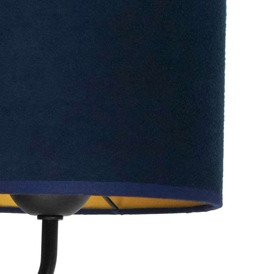 Applique murale Roller en velours, noir et bleu foncé, 2 lumières, hauteur 30 cm