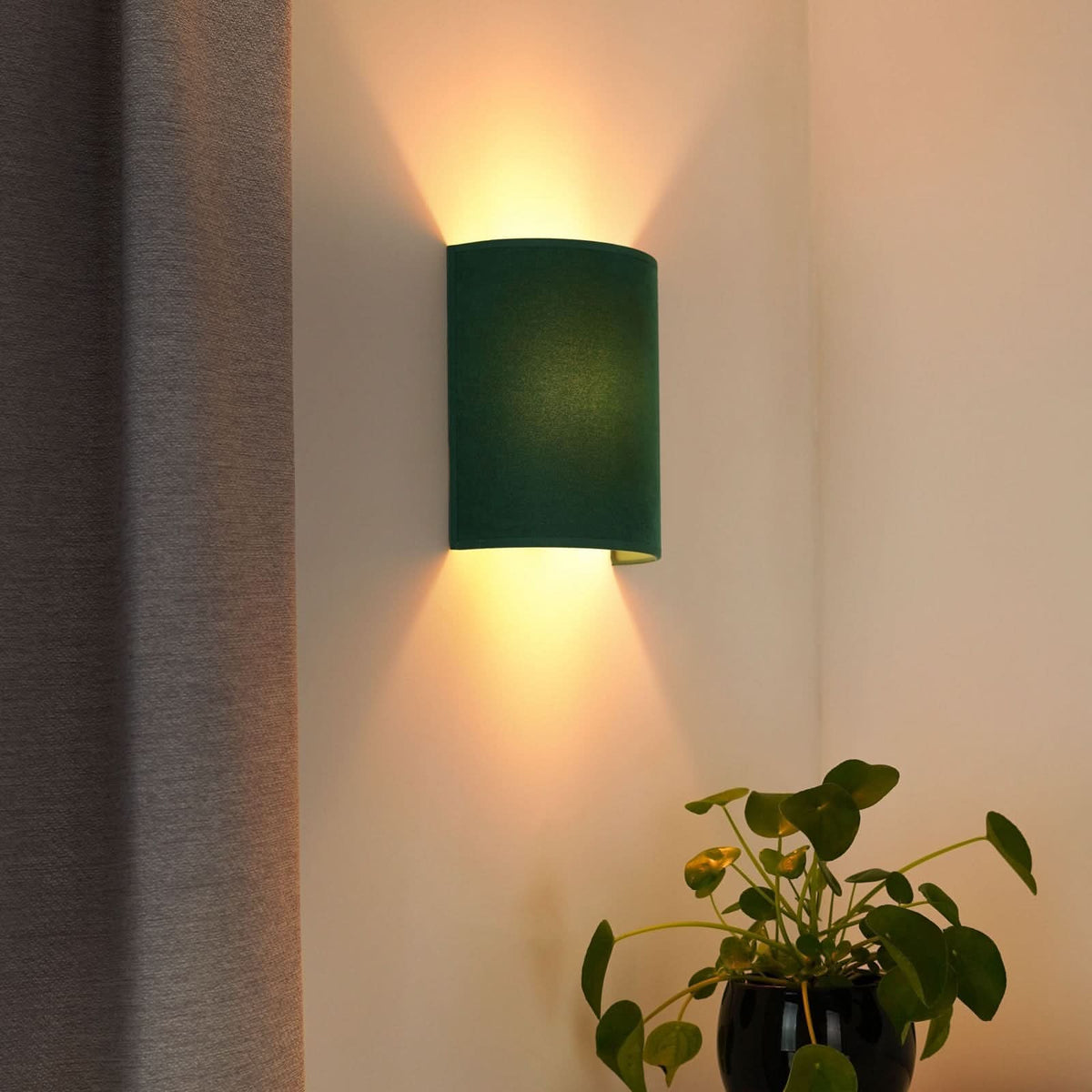 Applique murale Semi Circle en velours, vert foncé, hauteur 24 cm