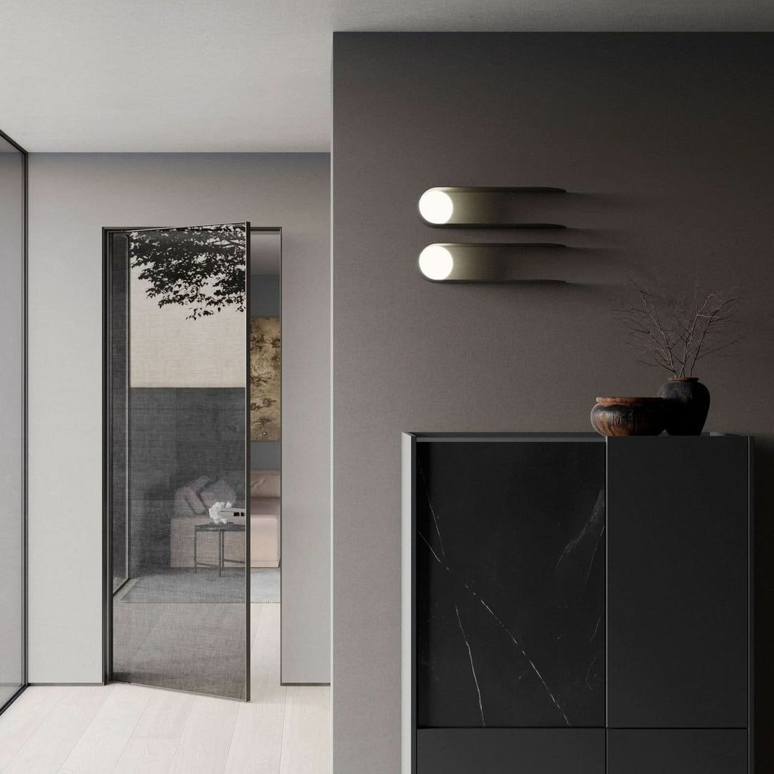 Applique murale Comet en verre, anthracite, hauteur 9,7 cm