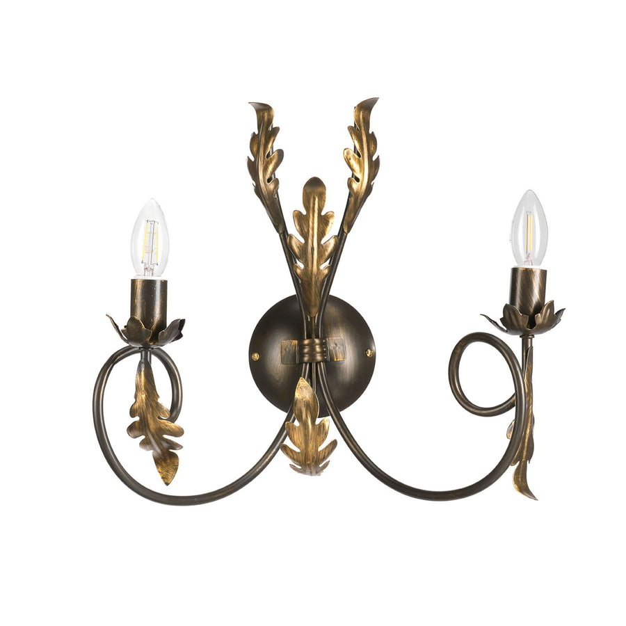 Applique murale Gretel en métal, bronze, 2 lumières, hauteur 40 cm
