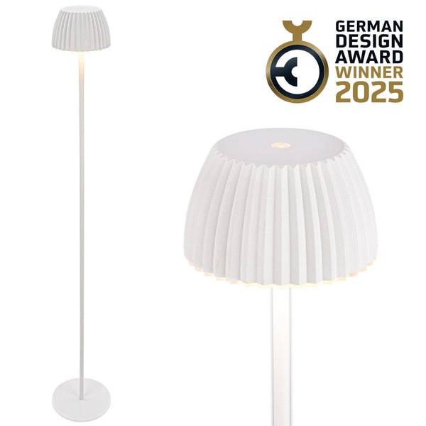 Lampadaire d'extérieur LED rechargeable Brilo en métal, blanc, Ø 19 cm, IP44
