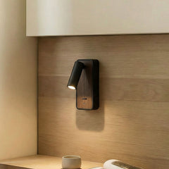 Applique murale LED Tallis en bois, noir, hauteur 16 cm