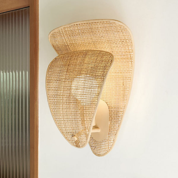 Applique murale Coquillage en rotin, bois, hauteur 42 cm
