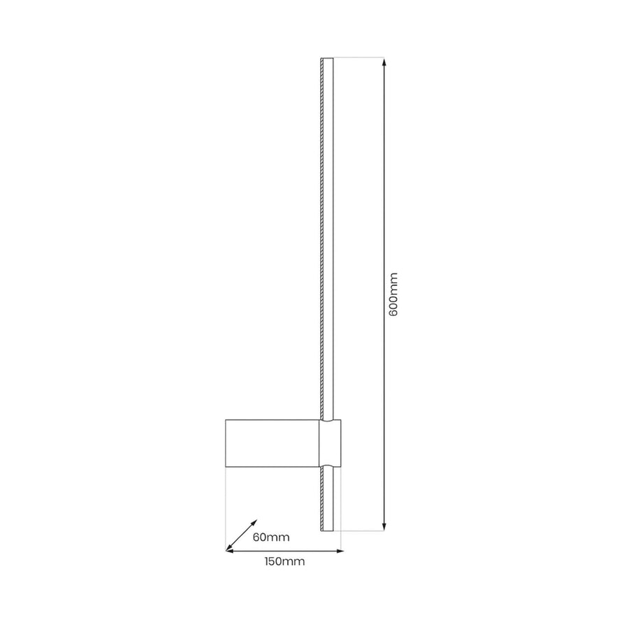 Applique murale LED Swing en métal, noir, hauteur 60 cm