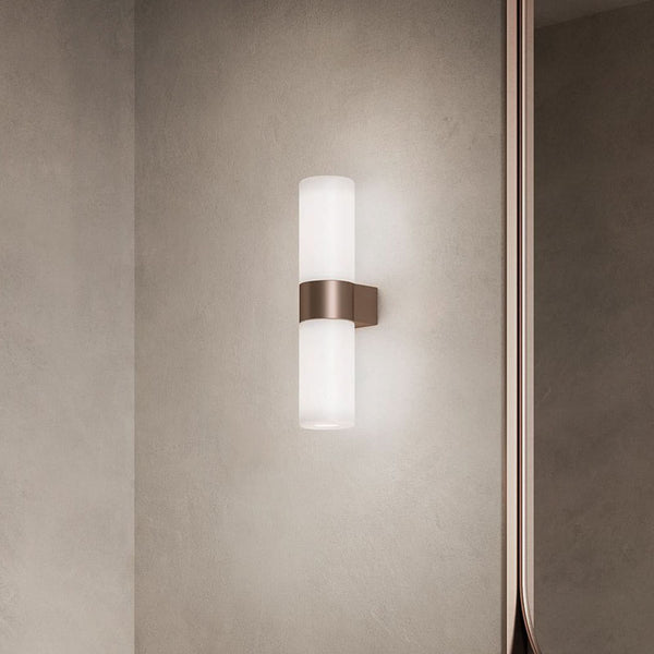 Applique murale Pastilla en verre, bronze et blanc, 2 lumières, hauteur 35,5 cm