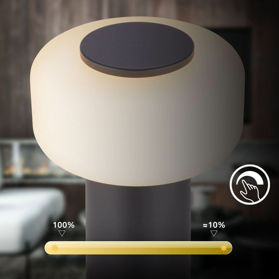 Lampe à poser d'extérieur LED rechargeable Juna, anthracite et blanc, Ø 13 cm, IP44