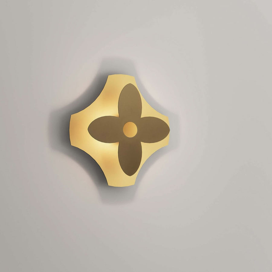 Applique murale LED Ornato Flower en aluminium, doré et marron, hauteur 39,5 cm