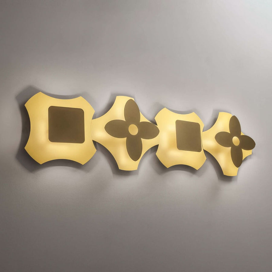 Applique murale LED Ornato Flower en aluminium, doré et marron, hauteur 39,5 cm