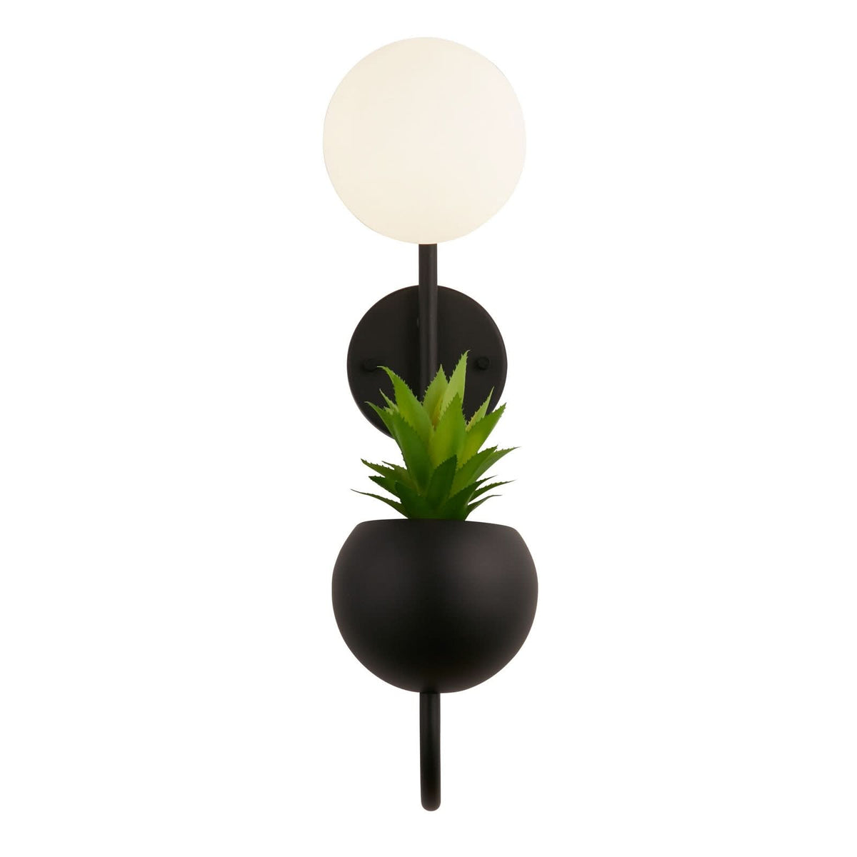 Applique murale Makarius en verre, blanc et noir, hauteur 46 cm