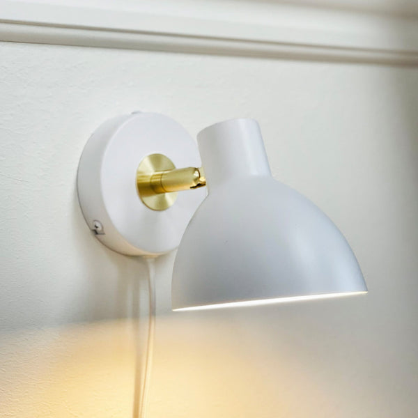 Applique murale Lilje en métal, blanc et laiton, Ø 12 cm