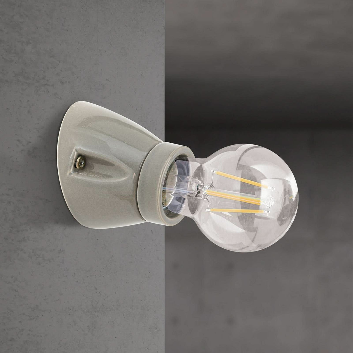 Applique murale Frost en céramique, gris brillant, Ø 7 cm