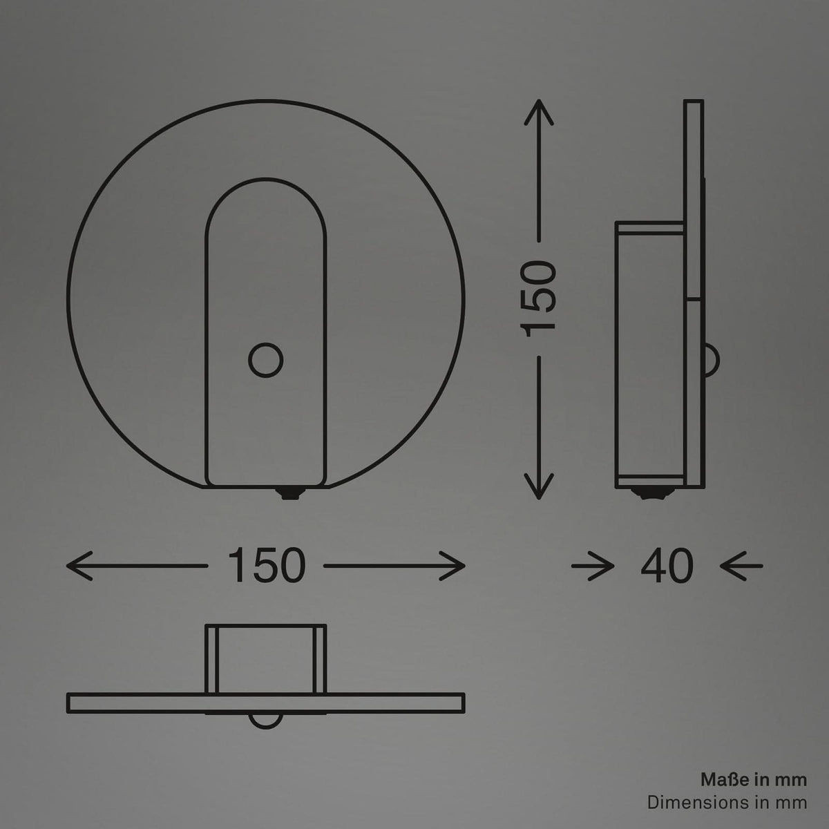 Applique murale LED rechargeable Taro en métal, doré, Ø 15 cm