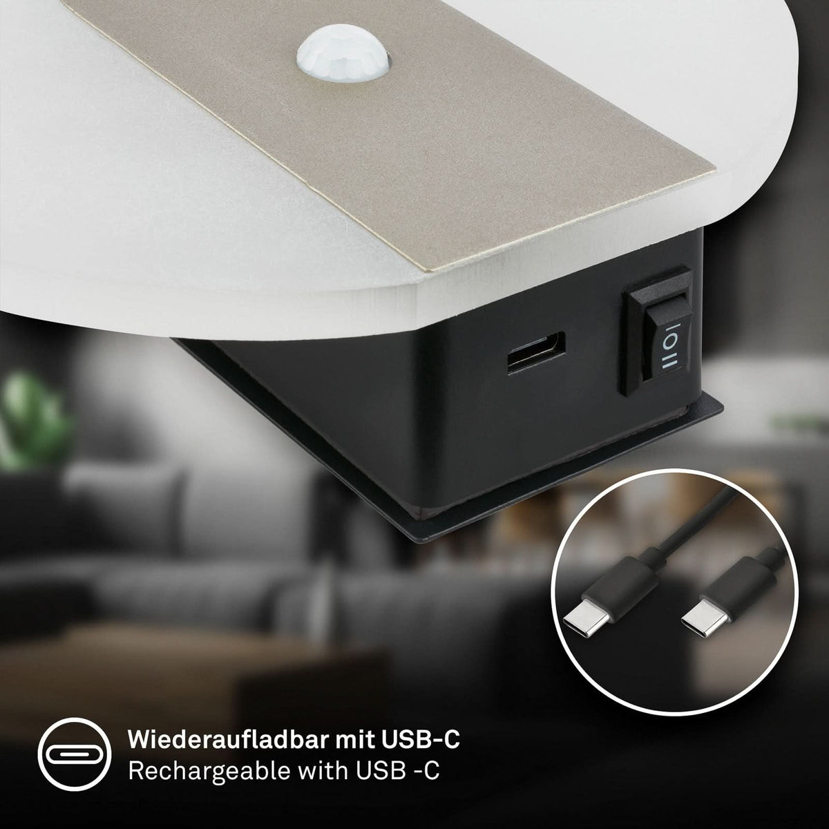Applique murale LED rechargeable Taro en métal, doré, Ø 15 cm