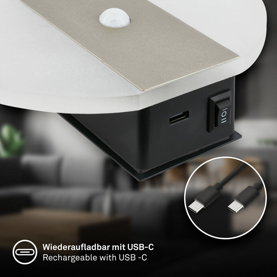 Applique murale LED rechargeable Taro en métal, doré, Ø 15 cm