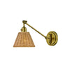 Applique murale Arti en rotin, marron clair et marron clair, hauteur 24,2 cm, 60 W, largeur 19,4 cm