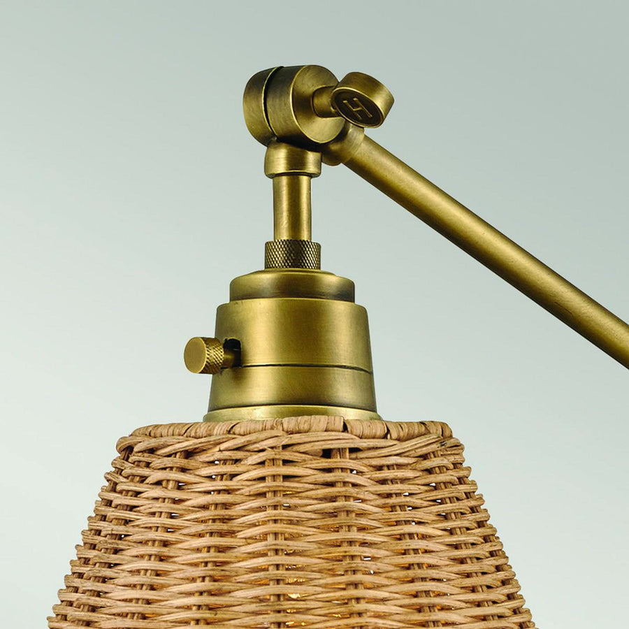 Applique murale Arti en rotin, marron clair et marron clair, hauteur 24,2 cm, 60 W, largeur 19,4 cm