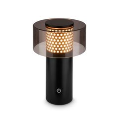 Lampe à poser d'extérieur LED rechargeable Brilo en métal, noir et doré, Ø 13 cm, IP44
