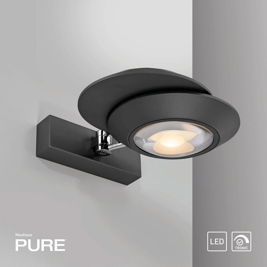 Applique murale LED Oculis en verre, noir, 2 lumières, hauteur 16 cm