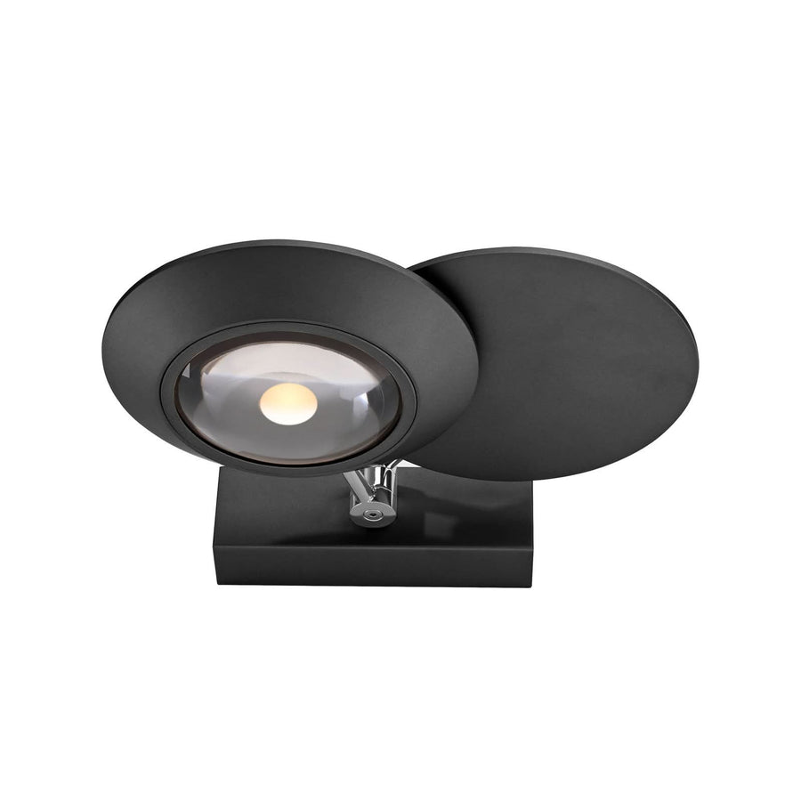 Applique murale LED Oculis en verre, noir, 2 lumières, hauteur 16 cm