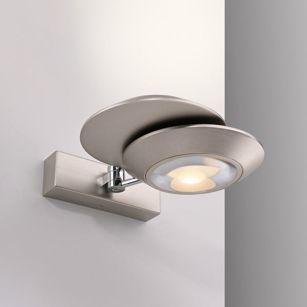 Applique murale LED Oculis en verre, argenté, 2 lumières, hauteur 16 cm