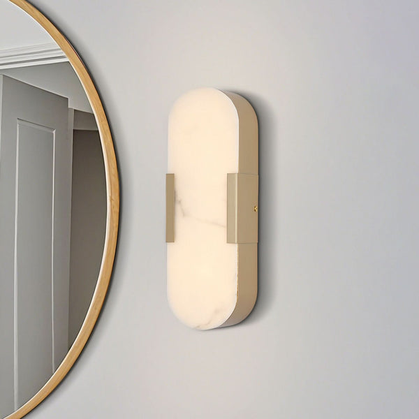 Applique murale LED Opaline Hauteur 35 en acier, doré et blanc, hauteur 35 cm, IP44