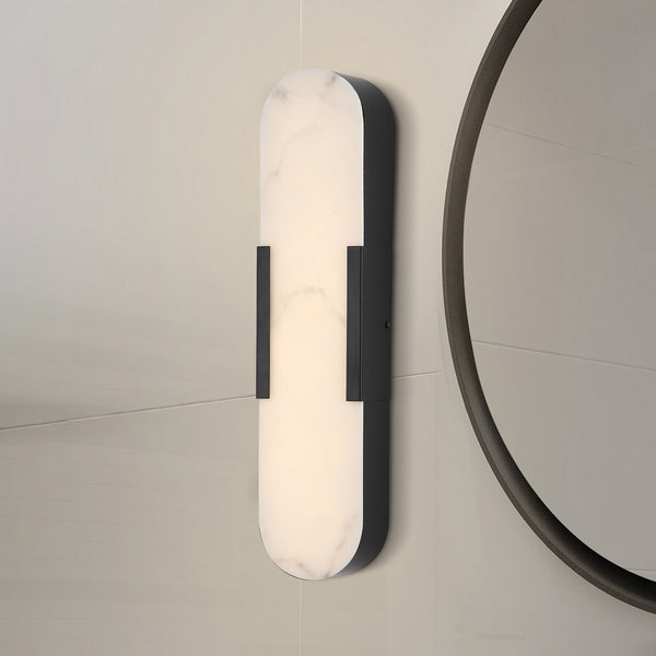 Applique murale LED Opaline en acier, noir et blanc, hauteur 50 cm, IP44