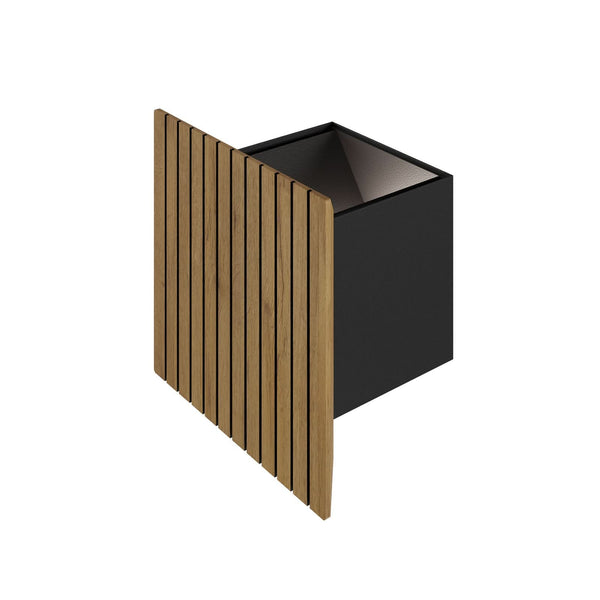 Applique murale LED Inka S en bois, chêne et noir mat, 2 lumières, hauteur 15 cm, IP44