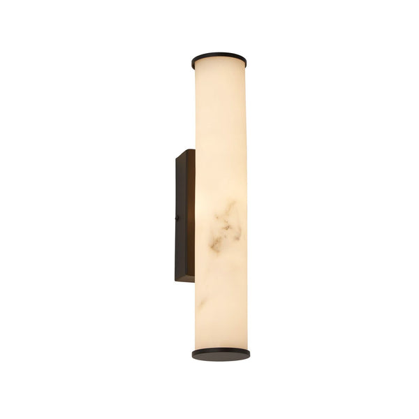 Applique murale LED Wales en acier, noir et blanc marbré, hauteur 35 cm, IP44
