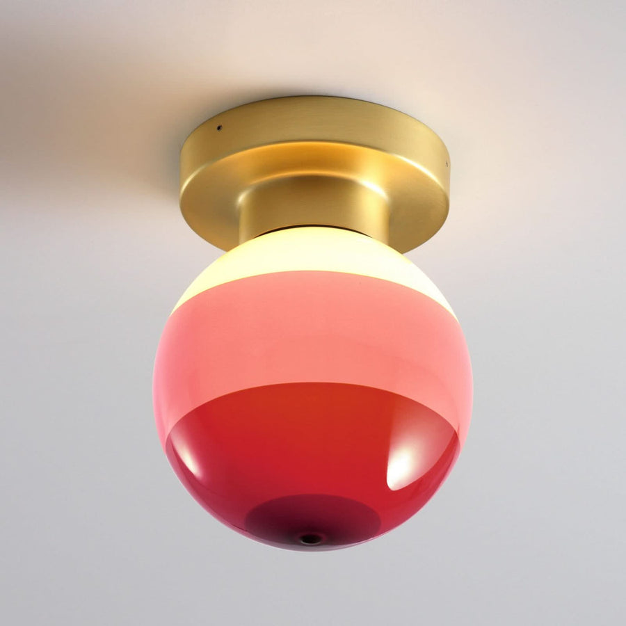 Applique murale LED Dipping Light A2 en verre, rouge foncé et laiton, Ø 12,5 cm