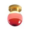 Applique murale LED Dipping Light A2 en verre, rouge foncé et laiton, Ø 12,5 cm
