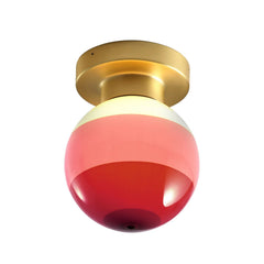Applique murale LED Dipping Light A2 en verre, rouge foncé et laiton, Ø 12,5 cm