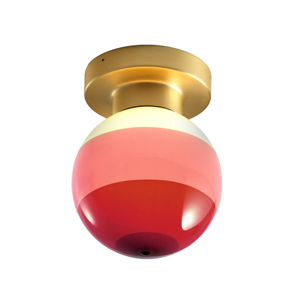 Applique murale LED Dipping Light A2 en verre, rouge foncé et laiton, Ø 12,5 cm
