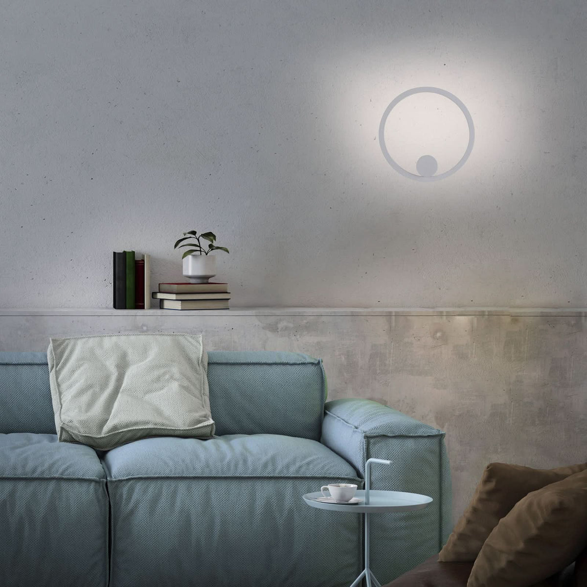 Applique murale LED rechargeable Archie en métal, blanc, Ø 22 cm