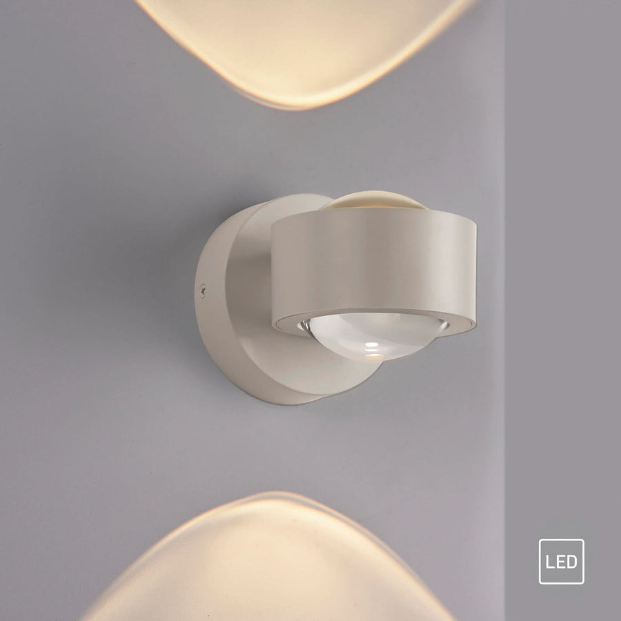 Applique murale LED Chia en verre, sable, 2 lumières, hauteur 9,3 cm