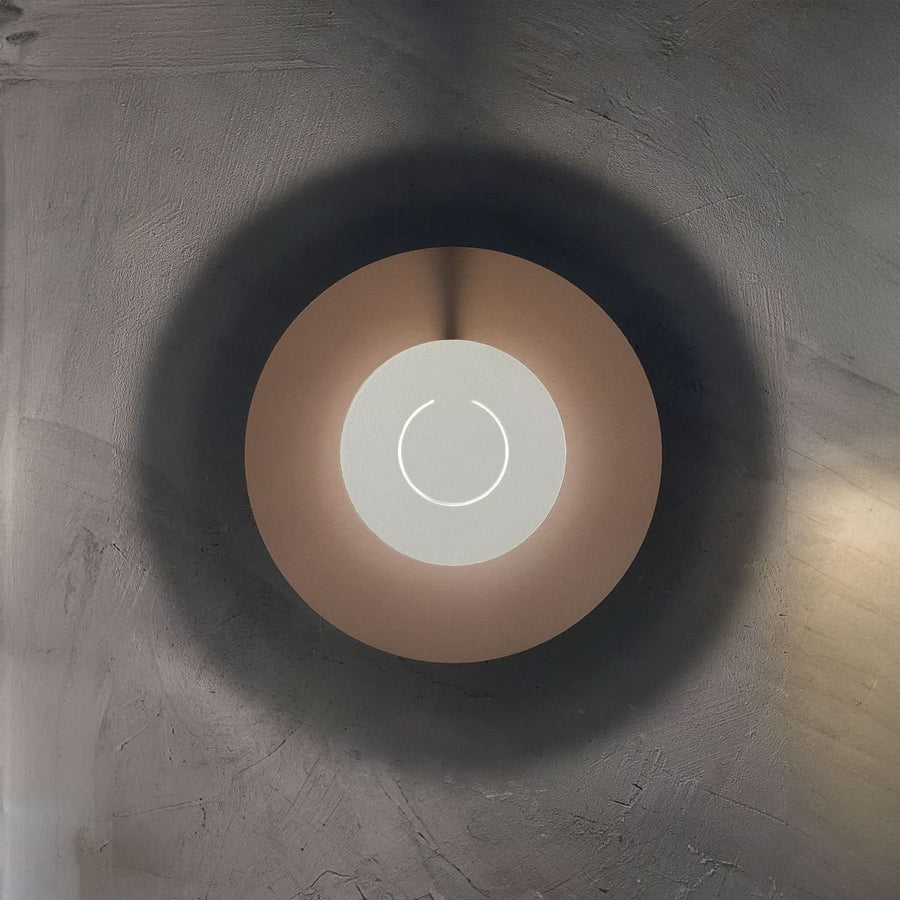 Applique murale LED DoppioZero en acier, vieux rose et blanc, Ø 30 cm